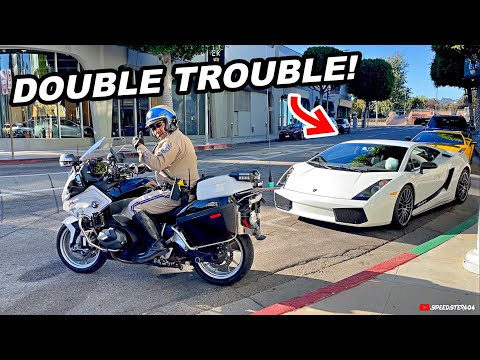 Double Trouble! x2 Super Loud Lamborghini Terrorizing Streets of Beverly Hills