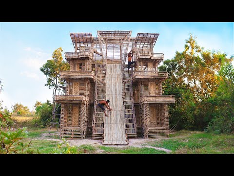 Building Creative Greatest Four-Story Villa House With Water Slide Park Design In The Forest