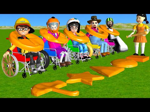 Scary Teacher 3D vs Squid Game Hard Hat vs WheelChair vs HoneyComb Candy Shapes 5 Times Challenge