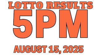 5PM PCSO Lotto2PM Results Today  for August 15, 2025  Lotto Games