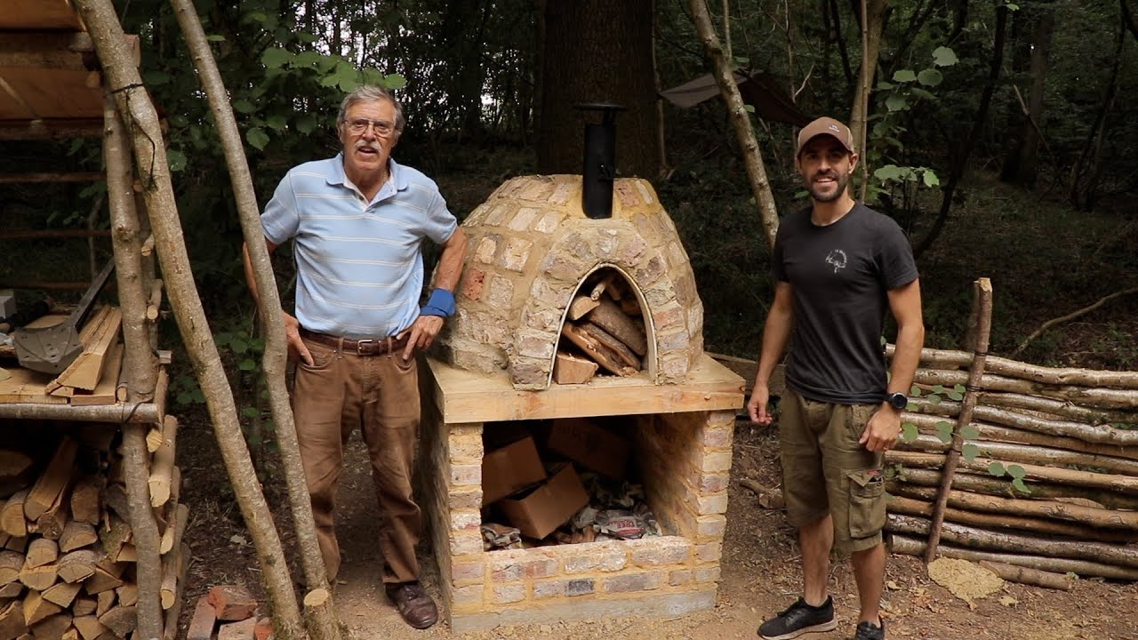 Building a Dome Oven with Chimney using 100 Year Old Bricks in the Woods
