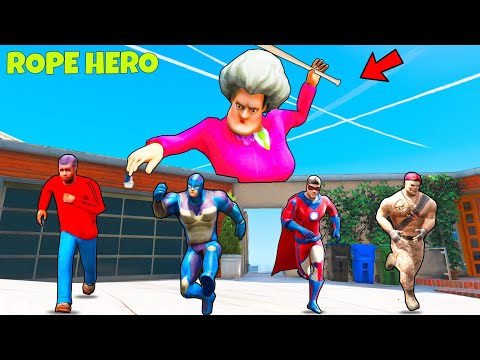 GTA 5: Rope Hero playing hide and seek with Scary Teacher in GTA 5! #dynamospider