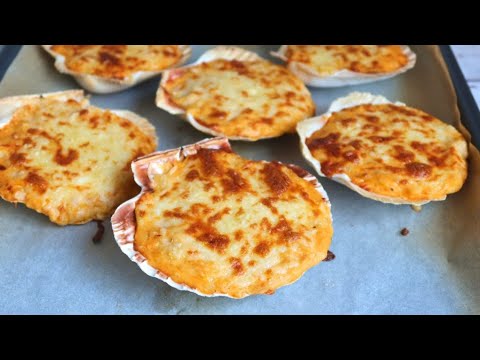 Vieiras rellenas con champiñones y langostinos para NAVIDAD