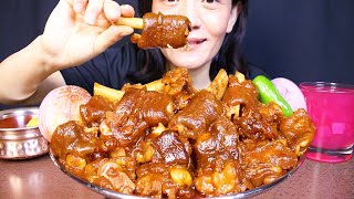 MUKBANG: Eating Spicy Mutton Paya Curry/gravy with Basmati Rice #ASMR/EATING SHOW BIG BITES
