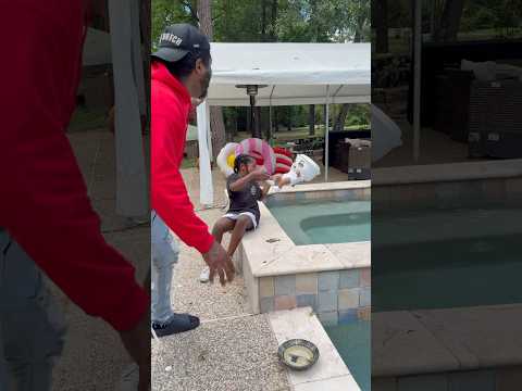Dad catch Daughter throwing baby CAPPUCCINA in the pool #shorts