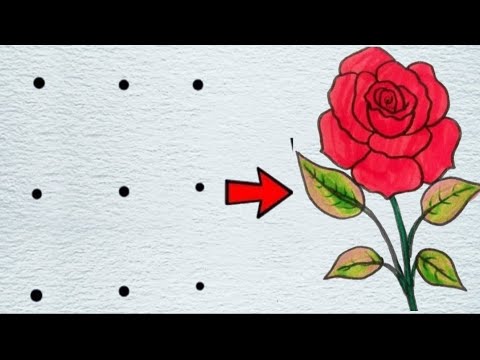 ROSE Drawing Easy /How to Draw a Rose from 9 points s| Dots Drawing