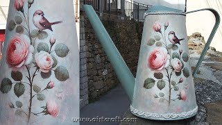 DIY Ikea Watering Can Decoration Idea Decoupage Tutorial