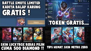 SKIN LUCKY BOX CUMA 500 DM, BATTLE EMOTE LIMITED GRATIS, TIPS HEMAT METRO ZERO & TOKEN GRATIS !!