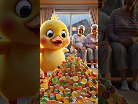 Little Duck Brings Sweetness Through the Rain: Fruit Hard Candies Warm the Family#duck #cuteanimals