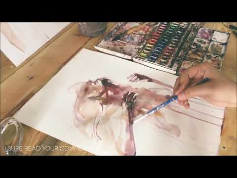 Watercolor Painting - Tired Girl (with captions!)
