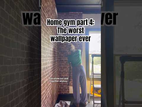 The most frustrating wallpaper ever. Home gym Part 4. #homegym #wallpaperinstallation #basementgym