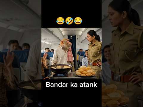 When a monkey came to sell Puri in a plane, he got into a fight with the police 😂👮‍♀️ #bablu #ai