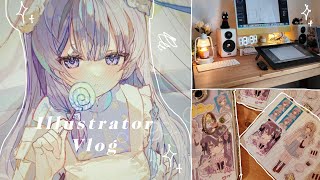 ギリギリイラストレーターの2日間🎨🐥skeb納品📝ステッカー作ってスマホを可愛くするよー💜✨【Vlog】