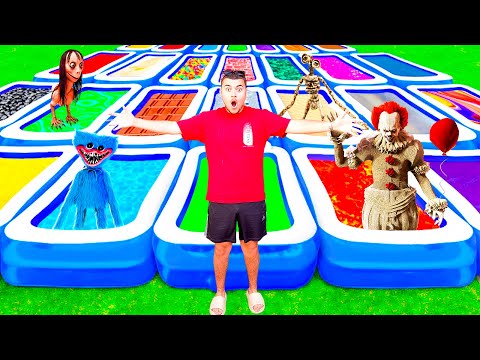 100 PISCINES MYSTÈRES MAIS NE CHOISIS PAS LA MAUVAISE DANS LA VRAIE VIE ! Piscine Challenge !