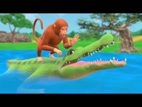 बंदर और मगरमच्छ की नई कहानी | Monkey and Crocodile Story | 3D हिंदी कार्टून | Moral Stories in Hindi