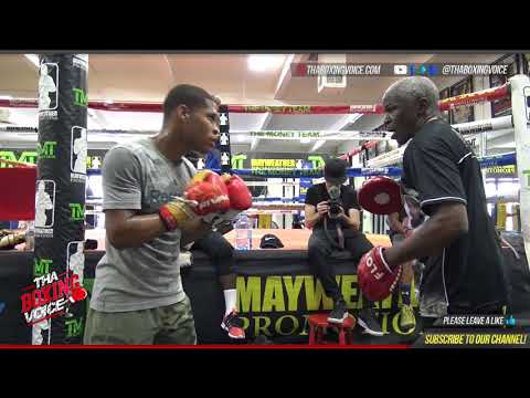 DEVIN HANEY goes HARD on the mitts with FLOYD MAYWEATHER SR.