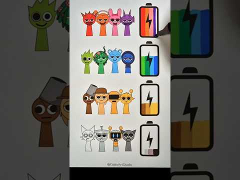 Sprunki All Characters Color Battery Drawing ๐ #art #shortsfeed #viralvideo