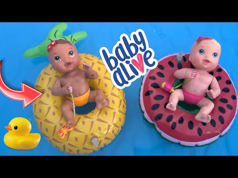 Baby alive newborn twins swimming in the Pool 💦