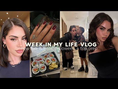 weekly vlog♡ chopping off my hair, new nails, halloween costume, getting ready for our trip, & more!