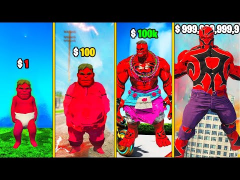 $1 RED & BLACK YEARS HULK SUIT into $1,000,000,000 RED & BLACK YEARS HULK SUIT in GTA 5 !