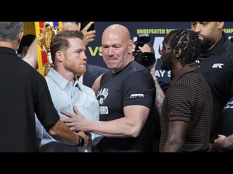 Canelo SEPARATED from Terence Crawford by Dana White in TENSE face off in Vegas!