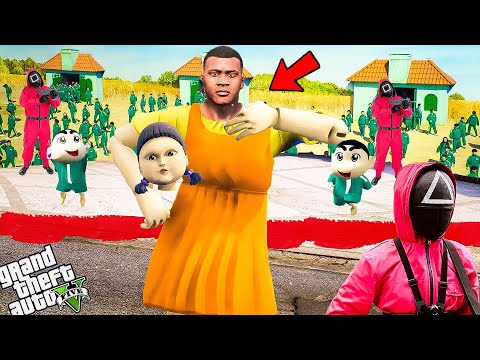 Franklin Transforms into a Squid Game Doll to Troll Shinchan and Pinchan in GTA 5!