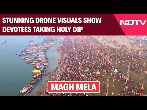 Magh Mela 2026: Stunning Drone Visuals Show Devotees Taking Holy Dip In Prayagraj