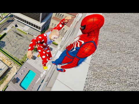 GTA 5 Spiderman Jumping off Highest Buildings #41 (Euphoria Physics/Ragdolls)