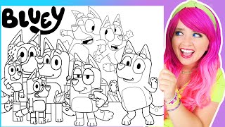 Coloring Bluey & Bingo, Mom & Dad | Bluey's Family Coloring Pages | Bluey Characters Coloring Videos