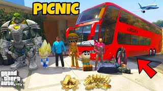 Franklin and Shinchan Plane A Road Trip With Luxury BUS From Los Santos To North Yankton IN GTA 5