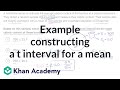 Calculating One-Sample T Intervals for Means