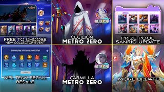 FREE TO CHOOSE NEW COLLECTOR EVENT, CARMILLA & CECILION METRO ZERO, SANRIO UPDATE - Mobile Legends