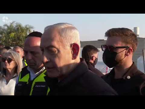 Prime Minister Benjamin Netanyahu at the Site of the Missile Hit in Beit Shemesh: