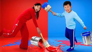 Red vs Blue Colors Showdown with Kaden & Eva!