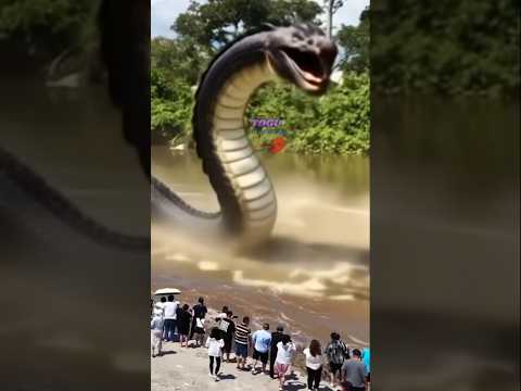 recording a big dragon snake in the river