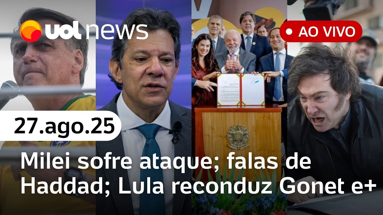 Milei é atacado; Lula reconduz Gonet; aliados falam de Bolsonaro; entrevista de Haddad; TV 3.0 e +