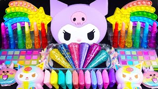 ASMR Satisfying Slime mixing Eyeshadow, Glitter & Random Shiny things into slime #slimevideo #asmr