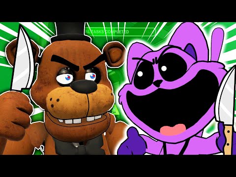 SMILING CRITTERS V.S FNAF in AMONG US VR! (VRChat Funny Moments: Five Nights at Freddy's - CatNap)