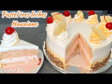 Pastel TRES leches HAWAIANO 🌺 fácil y delicioso