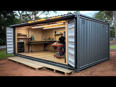 Man Builds Amazing DIY Container Workshop | Start to Finish by @BendheimBoards