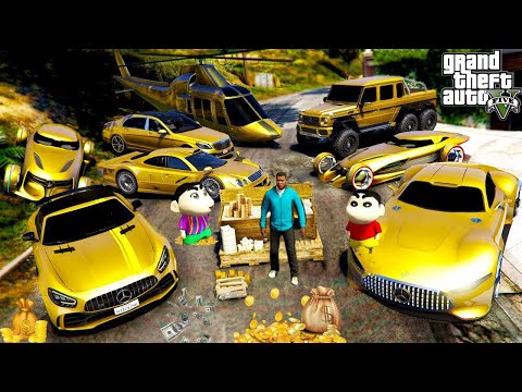 Franklin Stealing Golden Super Cars with Shinchan And Poor Life To Rich LLife in GTA 5