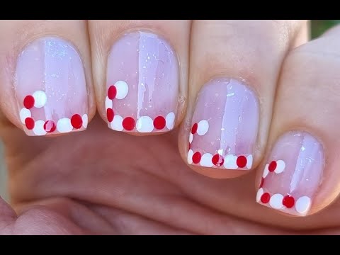 Candy Cane French Manicure Art | Easy Red & White Christmas Nails Idea | Holidays 2024