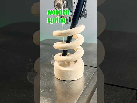Wooden Spring Pen Holder - Impossible Challenge! 🪚🔥#sawsoul #bandsaw #craft #woodworking #carving