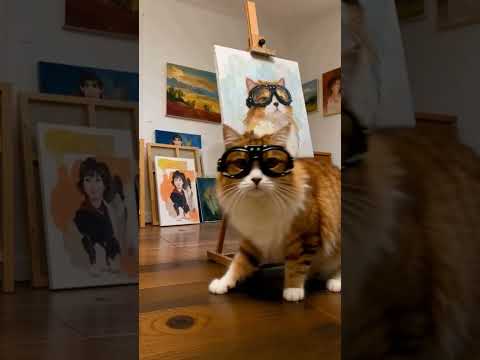 Artist Cat Paints Its Portrait! 🎨🐱 #AIArt #AiCat