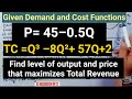 Cost Functions and Revenue Maximization