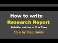 Research Report Writing Essentials