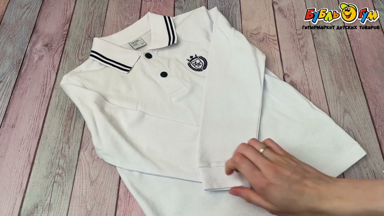 Футболка поло Lanson Kids с длинным рукавом белая - видео
