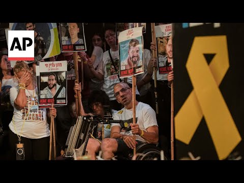 YouTube video thumbnail: Relatives of Hostages Call for Workers to Strike Across Israel in Protest Over Gaza war