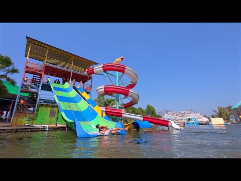 Big Green Water Slide at Khlong Khon Water Park 🇹🇭