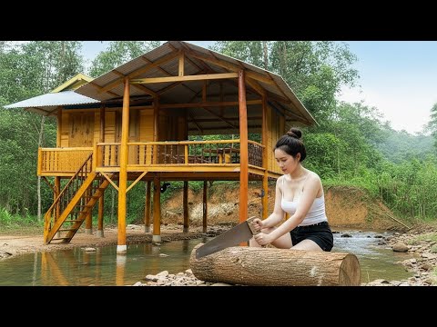 TIMELAPSE: 188 Day Journey Build Beautiful Wooden House in Nature - Living Off Grid